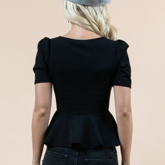 Black Peplum Top (S, M) Work Wardrobe - Picture 3 of 4